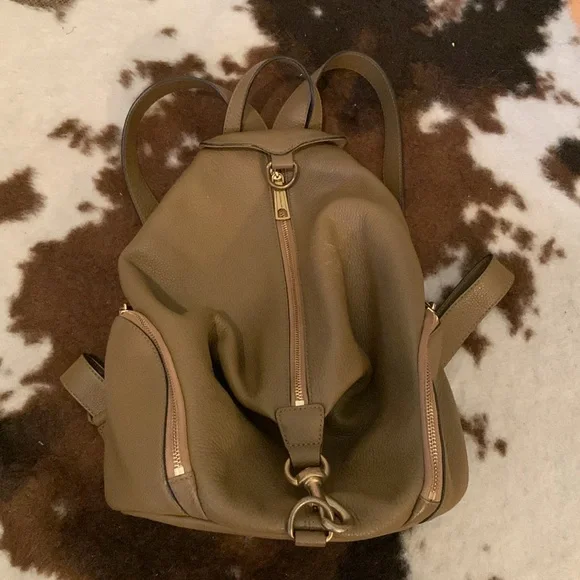 Rebecca Minkoff Julian leather Backpack in Military, brass hardware - Picture 4 of 17